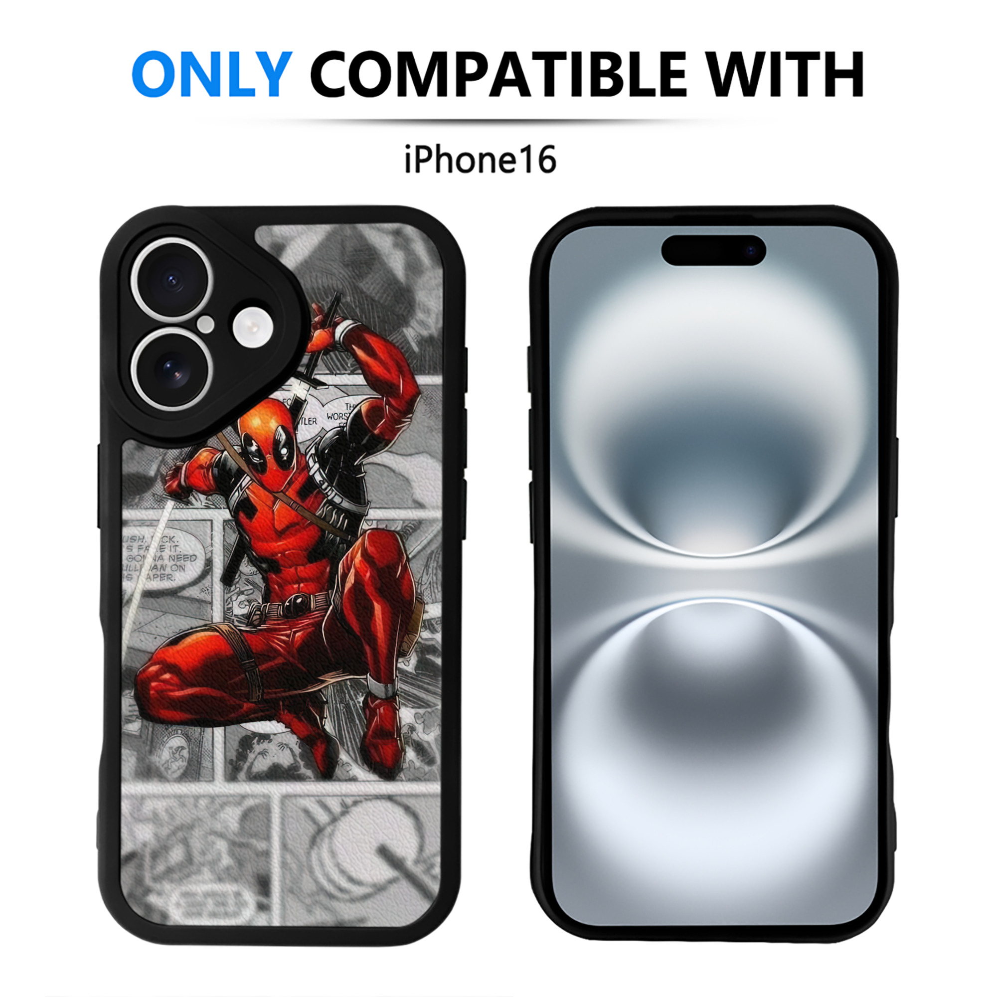 （画像用） Deadpool デッドプール 【iPhone 16シリーズ対応】シリコンスマホケース（レザー調） 材質：シリコン